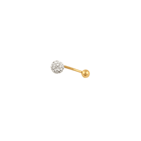 Piercing Nombril Or375 20mm Tige 1.2mm Boule Cristal