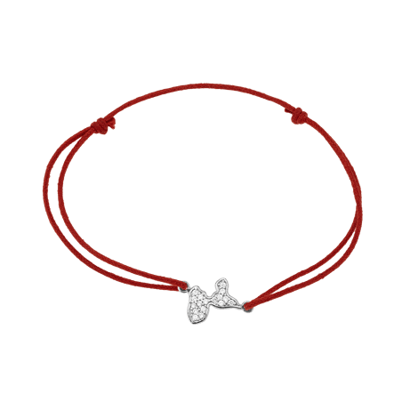 Bracelet Guadeloupe Argent925 Zirconium Cordon Rouge 18cm