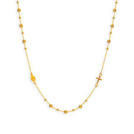 Collier chapelet or médaille croix